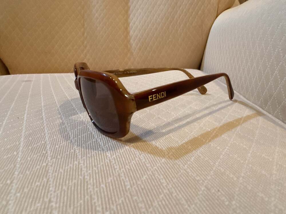 Vintage Fendi Brown Tortoise Shell Sunglasses with Gold Logo